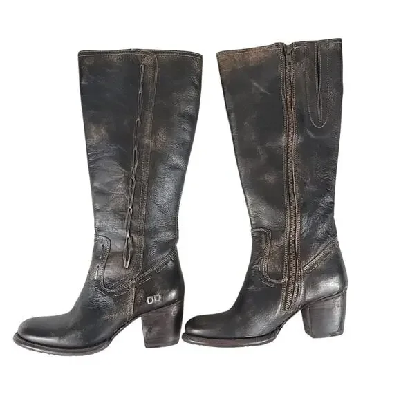Bed Stu Fate Tall Boots Black Hand Wash Bohemian Western Cowgirl